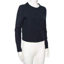 Pre Owned Emporio Armani Navy Blue Jersey Button Front Cardigan S
