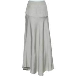Pre Owned Emporio Armani Grey Linen Maxi Skirt M