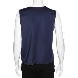 Pre Owned Emporio Armani Navy Blue Knit Bow Detail Sleeveless Top L