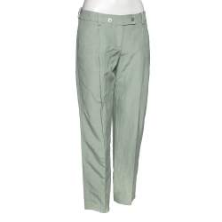 Pre Owned Emporio Armani Light Green Linen & Silk Trousers S