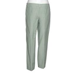 Pre Owned Emporio Armani Light Green Linen & Silk Trousers S