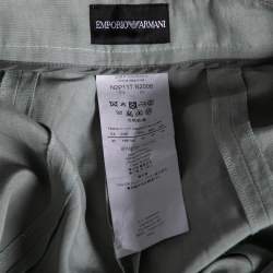 Pre Owned Emporio Armani Light Green Linen & Silk Trousers S
