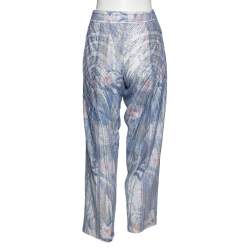 Pre Owned Emporio Armani Lavender Mesh Beaded Embellished Trouser M