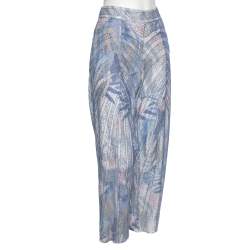 Pre Owned Emporio Armani Lavender Mesh Beaded Embellished Trouser M
