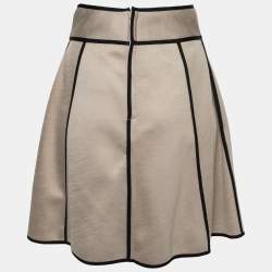 Pre Owned Emporio Armani Light Olive Knit Scuba Flared Skirt S