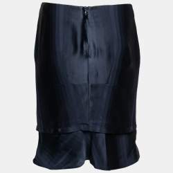 Pre Owned Emporio Armani Navy Blue Satin Short Skirt S