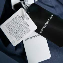 Pre Owned Emporio Armani Blue Embroidered Tweed Single-Breasted Blazer M