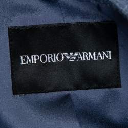 Pre Owned Emporio Armani Blue Embroidered Tweed Single-Breasted Blazer M