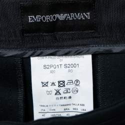Pre Owned Emporio Armani Navy Blue Wool Pleated Waistband Detail Tapered Trousers S