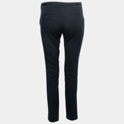 Pre Owned Emporio Armani Navy Blue Wool Pleated Waistband Detail Tapered Trousers S