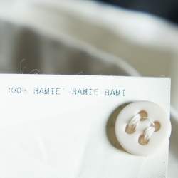 Pre Owned Emporio Armani Off-White Ramie Contrast Trim Mini Skirt M