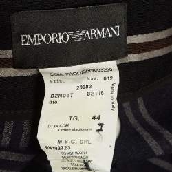 Pre Owned Emporio Armani Black Wool Blend Draped Knee Length Skirt M