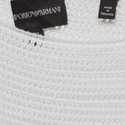 Pre Owned Emporio Armani Black/White Crochet Flared Mini Dress S