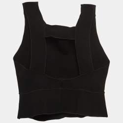 Pre Owned Emporio Armani Black Knit Sleeveless Cut-Out Crop Top M