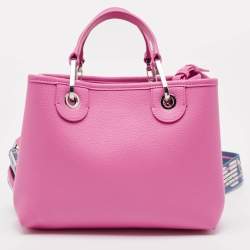 Pre Owned Emporio Armani Pink Leather Small MyEA Shopper Tote