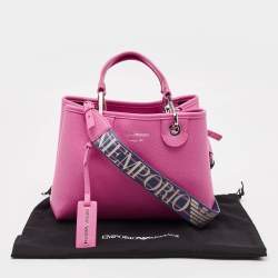 Pre Owned Emporio Armani Pink Leather Small MyEA Shopper Tote