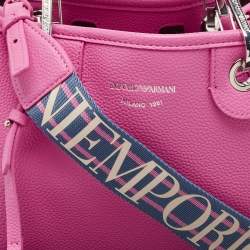 Pre Owned Emporio Armani Pink Leather Small MyEA Shopper Tote