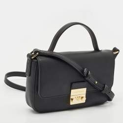 Emporio Armani Black Faux Leather Top Handle Bag