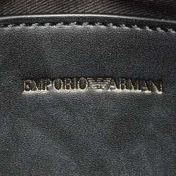 Emporio Armani Black Faux Leather Top Handle Bag