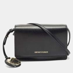 Emporio Armani Black Leather Mini Crossbody Bag