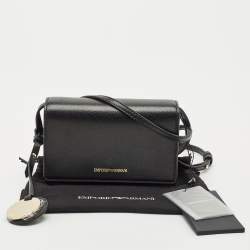 Emporio Armani Black Leather Mini Crossbody Bag