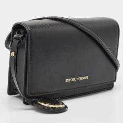 Emporio Armani Black Leather Mini Crossbody Bag