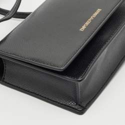 Emporio Armani Black Leather Mini Crossbody Bag