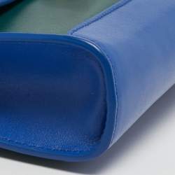 Pre Owned Emporio Armani Blue/Green Leather Metal Clasp Flap Crossbody Bag