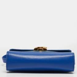 Pre Owned Emporio Armani Blue/Green Leather Metal Clasp Flap Crossbody Bag