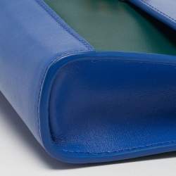 Pre Owned Emporio Armani Blue/Green Leather Metal Clasp Flap Crossbody Bag