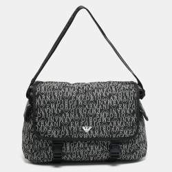 Pre Owned Emporio Armani Black/White Nylon Logo Baby Changing Bag