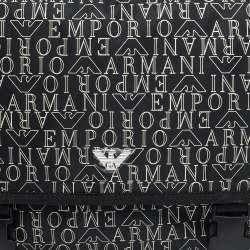 Pre Owned حقيبة تغيير الحفاضات إمبريو أرماني نايلون بشعار أسود/أبيض للأطفال