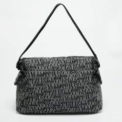 Pre Owned حقيبة تغيير الحفاضات إمبريو أرماني نايلون بشعار أسود/أبيض للأطفال