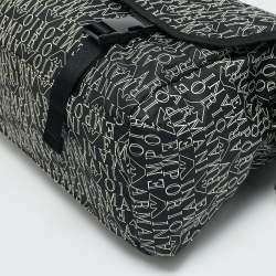 Pre Owned حقيبة تغيير الحفاضات إمبريو أرماني نايلون بشعار أسود/أبيض للأطفال