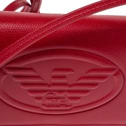 Emporio Armani Red Leather Flap Crossbody Bag