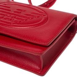 Emporio Armani Red Leather Flap Crossbody Bag
