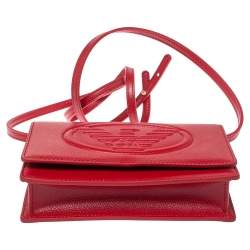Emporio Armani Red Leather Flap Crossbody Bag
