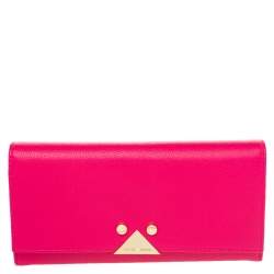 Pre Owned Emporio Armani Pink Leather Flap Continental Wallet