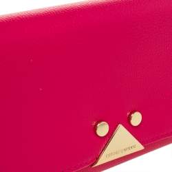 Pre Owned Emporio Armani Pink Leather Flap Continental Wallet
