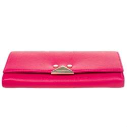 Pre Owned Emporio Armani Pink Leather Flap Continental Wallet