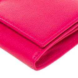 Pre Owned Emporio Armani Pink Leather Flap Continental Wallet