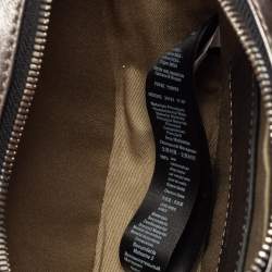 Pre Owned Emporio Armani Metallic Grey Leather Structured Logo Crossbody Bag