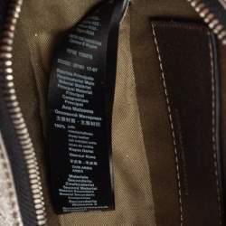 Pre Owned Emporio Armani Metallic Grey Leather Structured Logo Crossbody Bag