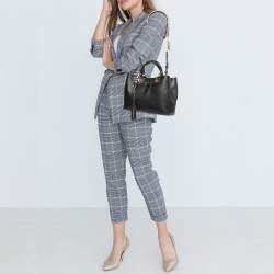 Emporio Armani Black Leather Small MyEA Shopper Tote
