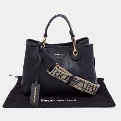 Emporio Armani Black Leather Small MyEA Shopper Tote