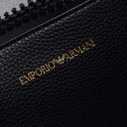 Emporio Armani Black Leather Small MyEA Shopper Tote
