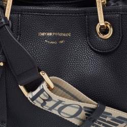 Emporio Armani Black Leather Small MyEA Shopper Tote