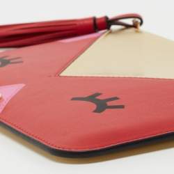 Pre Owned Emporio Armani Multicolor Leather Zip Wristlet Clutch