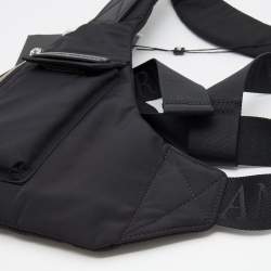 Pre Owned Emporio Armani Black Nylon Logo Belt Bag