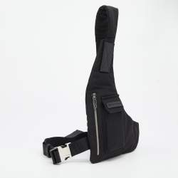 Pre Owned Emporio Armani Black Nylon Logo Belt Bag